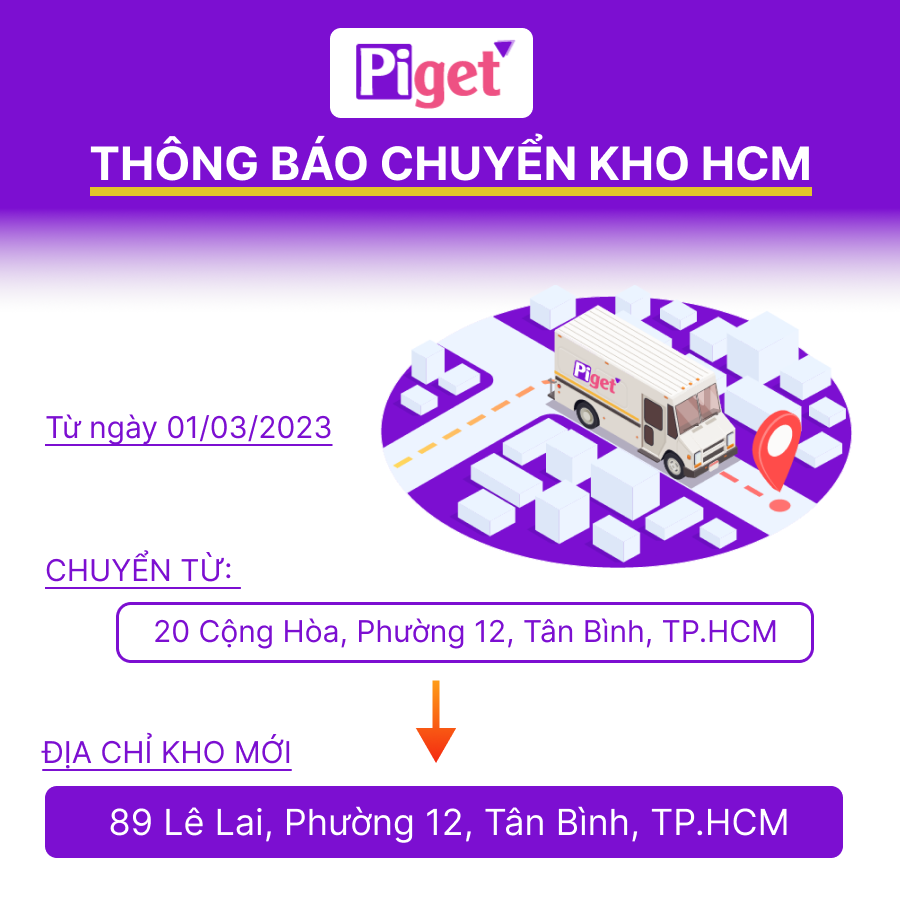 Piget chuyển kho HCM mới sang 89 Lê Lai, Phường 12, Tân Bình