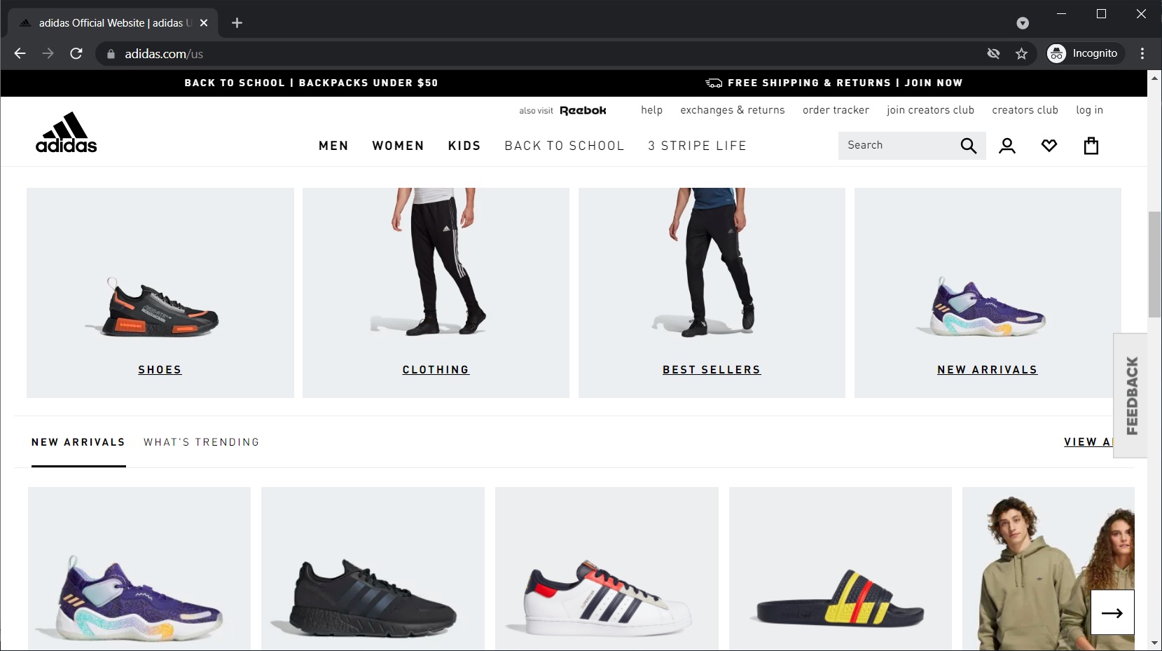 Mua giày chính hãng tại website Adidas