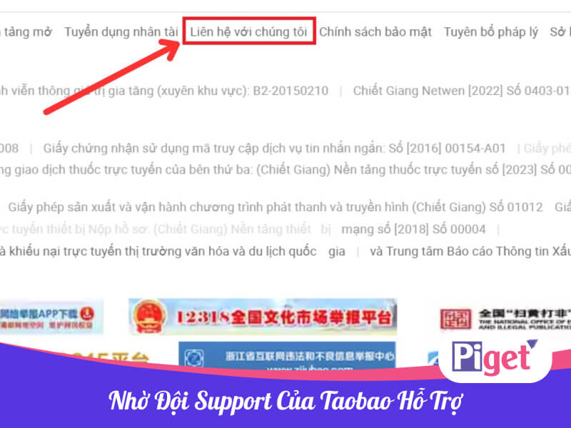 Nhờ đội support Taobao hỗ trợ