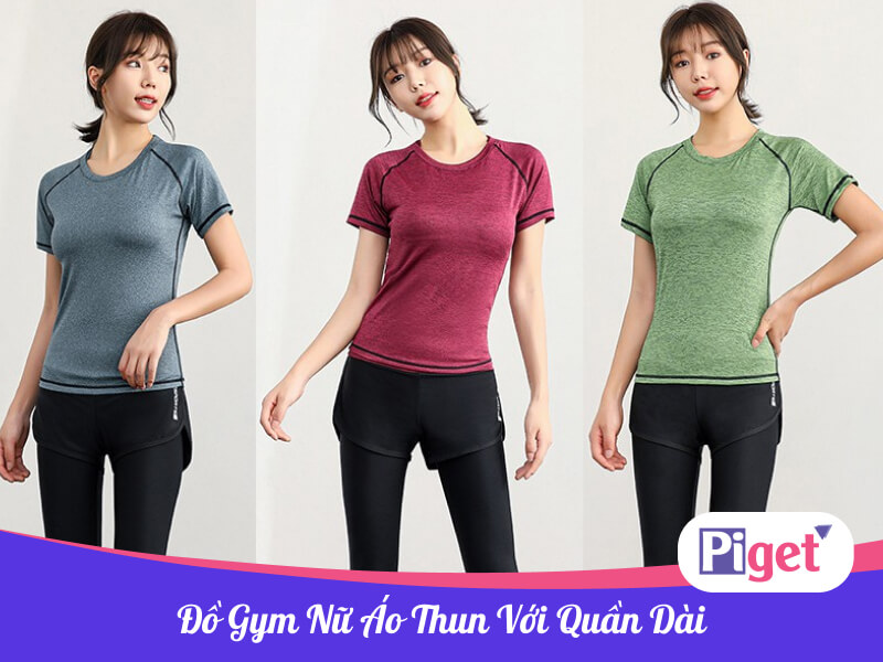 Đồ gym nữ áo thun với quần dài