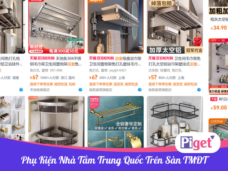 Nhập hàng phụ kiện nhà tắm Trung Quốc trên sàn TMĐT