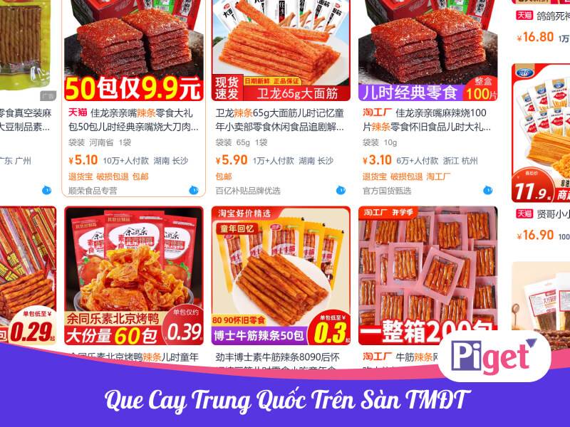 Nhập hàng que cay Trung Quốc trên sàn TMĐT