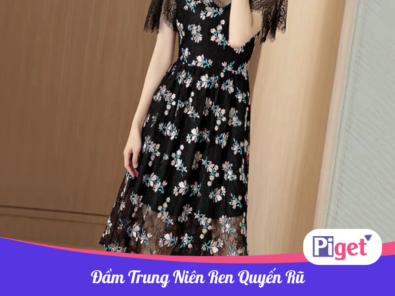 Đầm trung niên Quảng Châu ren quyến rũ