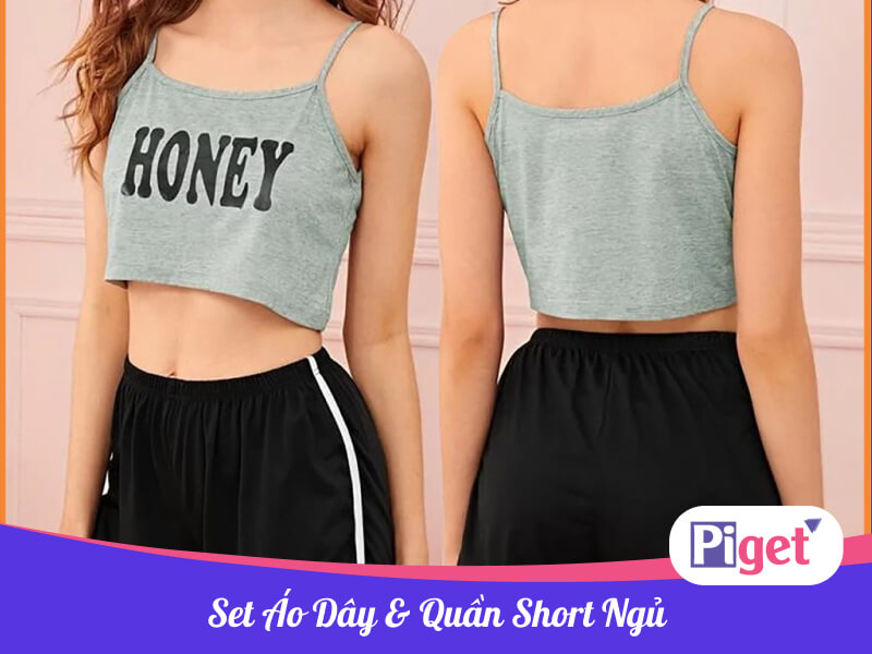 Set áo dây và quần short ngủ