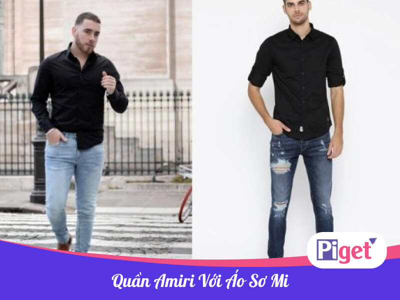 Phối đồ quần Amiri với áo sơ mi