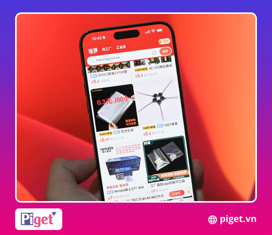 App 1688 sử dụng hoàn toàn tiếng Trung