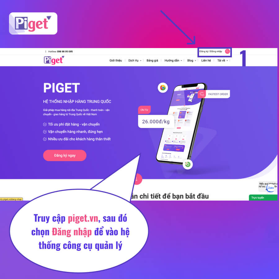 Đăng ký tài khoản trên Piget